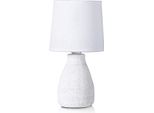 Lampada Da Tavolo Brubaker Lampada Da Comodino - 28 Cm - Bianco - Base In Ceramica - Paralume In Cotone - Country House Shabby Chic