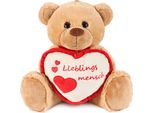 Brubaker Orsacchiotto Di Peluche Con Cuore Rosso Beige - Persona Preferita - 35 Cm - Orsacchiotto Di Peluche Peluche - Marrone Chiaro