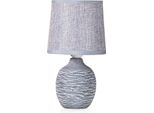 Brubaker Lampada Da Tavolo Lampada Da Comodino - 27 Cm - Grigio - Base In Ceramica Con Struttura - Paralume In Lino