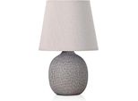 Brubaker Lampada Da Tavolo Lampada Da Comodino - 28,5 Cm - Marrone/Beige - Base In Ceramica Con Struttura - Paralume In Cotone Beige