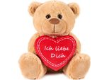 Brubaker Orsacchiotto Di Peluche Con Cuore Rosso - Ti Amo - 25 Cm - Orsacchiotto Di Peluche - Marrone Chiaro