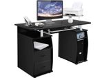 Scrivania Per Computer Costway Con Cassetto Per Tastiera E Cassetti, Vassoio Per Stampante, Scrivania Per Ufficio, Tavolo Per Pc Nero