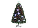 Costway Albero Di Natale Artificiale A Led Da 120 Cm Con Cambiacolori A Fibre Ottiche E Cima A Stella, Albero Di Natale 125 Aghi In Pvc, Albero Di Natale Ideale Per Casa, Ufficio, Negozi E Hotel, Verde