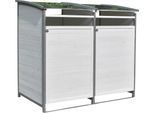 Copertura Per Bidoni Della Spazzatura Bianca Doppio Box 2X 120L O 240L Box Da Giardino Tetto In Zinco