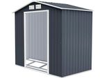 Casetta Per Attrezzi In Metallo Costway Con Fondazione In Metallo, Casetta Da Giardino 213X127X185Cm, Casetta Per Attrezzi 2,37 M2, Casetta Da Giardino Zincata, Resistente Alle Intemperie, Grigio Scuro