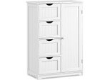 Costway Mobiletto Da Bagno Con 4 Cassetti E Ripiano Regolabile, Mobiletto Multiuso, Credenza, Credenza Laterale, Cassettiera Bianca, 81X56X30Cm