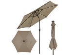 Costway Ombrellone 270 Cm Con Illuminazione Solare A Led E Manovella Ombrellone A Semaforo Ombrellone Da Giardino Ombrellone Da Mercato Ombrellone Da Spiaggia Ombrellone A Manovella Marrone