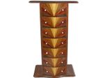 Casa Padrino Cassettiera Art Deco In Mogano Con 7 Cassetti E Ripiano Marrone 70 X 40 X H. 120 Cm - Mobili Art Deco