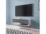 Selsey Tv Lowboard Wander Mobile Tv In Bianco Opaco/Grigio Lucido Sospeso/Appeso Con Led 100 Cm