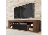 Mobiletto Tv Selsey Bianko Mobiletto Tv In Legno Di Noce Caravaggio Con Ribalta In Nero Lucido 140 Cm In Piedi