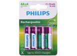 Philips Batterie Aa - HR03 Batterie Ricaricabili - Nimh 1,2V - 500 Ricariche - 2500Mah