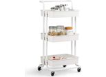 Costway Carrello Portavivande Su Rotelle, Carrello Da Cucina In Metallo, Carrello 3 Ripiani, Carrello Multiuso Carrello Laterale Carrello Da Bagno Carrello Da Cucina Carrello Per La Casa Bianco