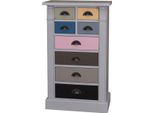 Casa Padrino Cassettiera In Legno Massiccio Con 8 Cassetti Grigio / Multicolore 60 X 36 X H. 100 Cm - Mobili Stile Country