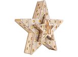Stella Di Legno A Led Set Di 2 - 33 Cm - Stella Di Natale Con 16 Led Bianco Caldo - Decorazione Natalizia Da Tavolo A Batteria