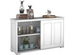 Costway Credenza Beige, Cassettiera Credenza Credenza Cucina Credenza Bagno Credenza Laterale Credenza Multiuso Con Ante Scorrevoli