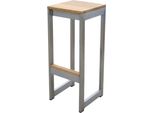Sgabello Da Bar Di Design Teako In Teak + Acciaio Inox Cadore - Legno Massiccio, Resistente Alle Intemperie, Elegante, Per Interni Ed Esterni