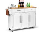 Costway Carrello Da Cucina Su Rotelle, Carrello Di Servizio, Mobile Da Cucina Con Cassetti E Piano Di Lavoro, Carrello Laterale, Mobile Da Cucina A Isola Buffet In Legno Bianco