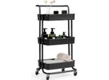 Costway Carrello Portavivande Su Rotelle, Carrello Da Cucina In Metallo, Carrello A 3 Ripiani, Carrello Multiuso Carrello Laterale Carrello Da Bagno Carrello Da Cucina Carrello Per La Casa Nero