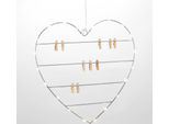 Cuore Decorativo A Led 39 Cm - 10 Mollette E 20 Led - Decorazione Da Appendere Cuore Luminoso Portafoto