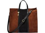 Fossil Pelle Borsa Shopper Borsa A Tracolla Carmen Tote Brown / Black Marrone Nero