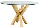 Casa Padrino Tavolo Da Pranzo Oro Ø 125 X H. 75 Cm - Tavolo Da Cucina Rotondo In Acciaio Inox Con Piano In Vetro - Mobili Per Sala Da Pranzo