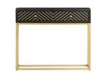 Syfax™ Tavolo Consolle Nero E Oro 90X30X75Cm Legno Massello Di Mango