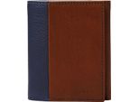 Fossil Portafoglio Ward Trifold Navy Blu Marrone
