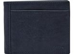 Fossil Pelle Portacarte Neel Bifold With Flip Id Navy Blu