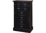 Casa Padrino Cassettiera In Legno Massiccio Con 8 Cassetti Nero Antico 60 X 36 X H. 100 Cm - Mobili In Stile Country