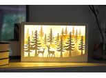 Scena Natalizia A Led Foresta Invernale - Circa 40X24 Cm