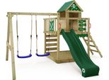Wickey Torre Gioco Arrampicata Smart Cave Con Altalena E Scivolo, Casa Sull'albero Con Sabbiera, Scala Per Arrampicarsi E Accessori Da Gioco - Verde
