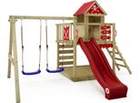 Wickey Torre Gioco Arrampicata Smart Cave Con Altalena E Scivolo, Casa Sull'albero Con Sabbiera, Scala Per Arrampicarsi E Accessori Da Gioco - Rosso