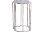 Tavolino Casa Padrino In Acciaio Inox Lucido Con Vetro A Specchio Nero 39 X 39 X H56 Cm - Mobili Art DéCo