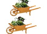 2Xgarten Carriola Da Giardino Carriola In Legno Carrello Per Fiori Vasca Per Piante Vaso Da Fiori