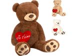 Brubaker Orsetto Xxl 100 Cm Con Cuore "Je T'aime"" - Morbido Peluche, Marrone"