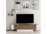 Skye Decor, Matera- Matera Zna, Colore Noce,,Bianco, Mobili Tv, 41,6X150X31,5 Cm, 100% Pannello Di Particelle Rivestito In Melaminico