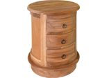 Cassettiera Teako Design In Teak Burgsvik 60X45Cm - Cassettiera Cilindrica In Legno Massiccio Con 3 Cassetti - Resistente Alle Intemperie E Certificata Flegt
