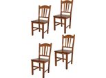 T M C S Tommychairs - Set Di 4 Sedie Silvana Per Cucina E Sala Da Pranzo, Struttura Robusta In Legno Di Faggio, Laccata Nel Colore Noce Chiaro E Seduta In Legno