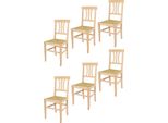 T M C S Tommychairs - Set Di 6 Sedie Artemisia Per Cucina E Sala Da Pranzo, Struttura Robusta In Legno Di Faggio Lucidato, Non Trattato E Naturale Al 100%, Seduta In Vera Paglia