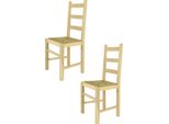 T M C S Tommychairs - Set Di 2 Sedie Rustica Per Cucina E Sala Da Pranzo, Struttura Robusta In Legno Di Faggio Lucidato, Non Trattato E 100% Naturale, Seduta In Vera Paglia