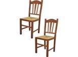 T M C S Tommychairs - Set Di 2 Sedie Silvana Per Cucina E Sala Da Pranzo, Struttura Robusta In Legno Di Faggio, Laccata Nel Colore Noce Chiaro E Sedile In Paglia