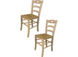 T M C S Tommychairs - Set Di 2 Sedie Savoie Per Cucina E Sala Da Pranzo, Struttura Robusta In Legno Di Faggio Lucidato, Non Trattato E Naturale Al 100%, Seduta In Vera Paglia