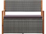 Panca Con Vano Portaoggetti 115 Cm In Poly Rattan Legno Massiccio Grigio Acacia