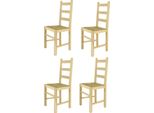 T M C S Tommychairs - Set Di 4 Sedie Rustica Per Cucina E Sala Da Pranzo, Struttura Robusta In Legno Di Faggio Lucidato, Non Trattato E Naturale Al 100%, Sedile In Vera Paglia