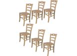 T M C S Tommychairs - Set Di 6 Sedie Savoie Per Cucina E Sala Da Pranzo, Struttura Robusta In Legno Di Faggio Lucidato, Non Trattato E Naturale Al 100%, Seduta In Legno Lucidato
