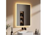 Emke Specchio Da Bagno A Led Con Illuminazione Bianco Caldo 80X60Cm, Specchio Da Bagno - Efficienza Energetica (IP44)