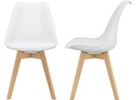 Sedia Da Pranzo 'FläTen' Set Di 2 Sedie Imbottite In Ecopelle Bianca