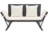 Panca Da Giardino Con Cuscini 176 Cm In Poly Rattan Nero