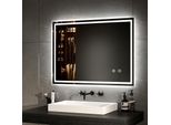 Emke Led Specchio Da Bagno 80X60Cm Specchio Da Bagno Con Illuminazione Luce Bianca Fredda Specchio Da Bagno Specchio Da Parete Con Interruttore A Sfioramento + Antiappannamento IP44 Risparmio Energetico