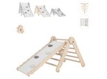 Struttura Di Arrampicata Per Interni Mamoi®, Triangolo Di Arrampicata Con Scivolo In Legno, Torre Di Arrampicata Con Tavola Di Scivolo, Scivolo Per Bambini Ad Arco Di Arrampicata, Frusta Arcobaleno